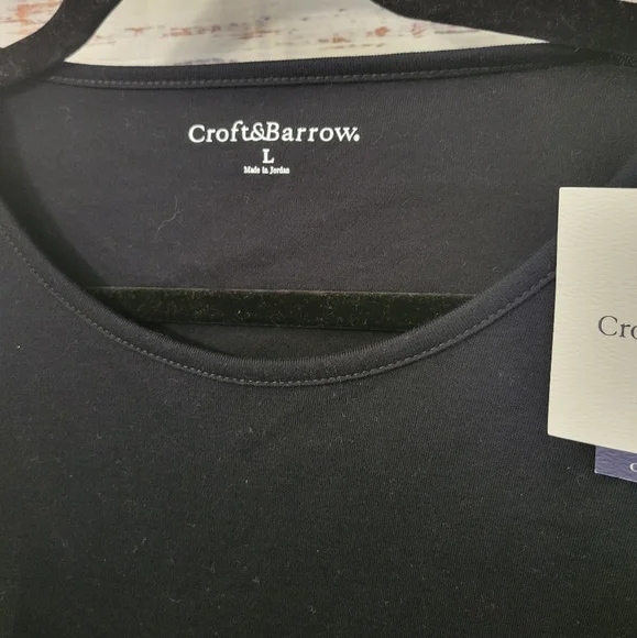 Croft and Barrow L Longsleve Crew Neck Longsleve Tee Black NWTS - Picture 2 of 3